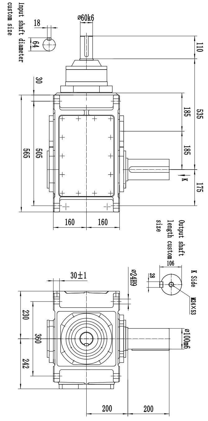 邁傳減速機 BC2SV5-9-D直交軸齒輪箱外形尺寸圖