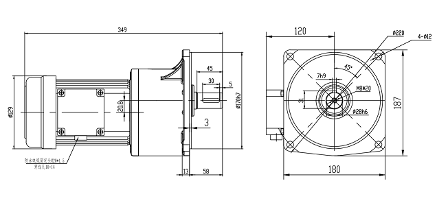 排屑機(jī)電機(jī) 士元GV28A-400-90S 立式減速機(jī)尺寸圖